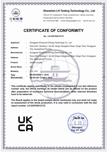 First-page preview of: Certificate of conformity — sample test