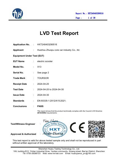 First-page preview of: Low-voltage safety test report