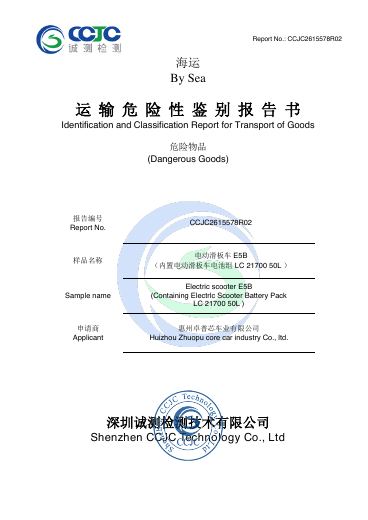 First-page preview of: Sea transport identification report